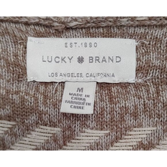 Lucky Brand Cardigan Sweater  Womens Medium Aztec Front Beige/Brown - Picture 2 of 3